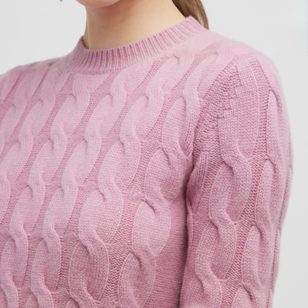 Max Mara Edipo Cashmere Cable-Knit Sweater in Rose Pink size XL - Picture 2 of 9